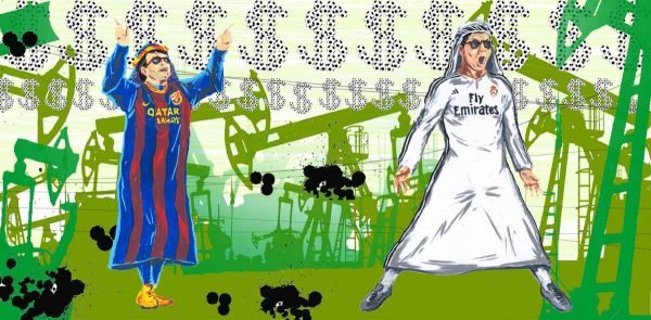 Messi y Ronaldo CR7 dibujo jeques árabes