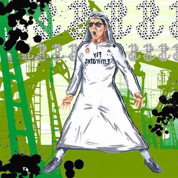 Cristiano Ronaldo CR7 dibujo jeque arabe mundial futbol Qatar invertido_Outon