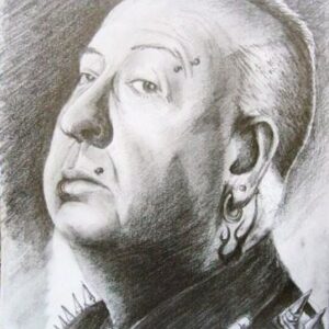 Alfred Hitchcock punk rock portrait pencil drawing