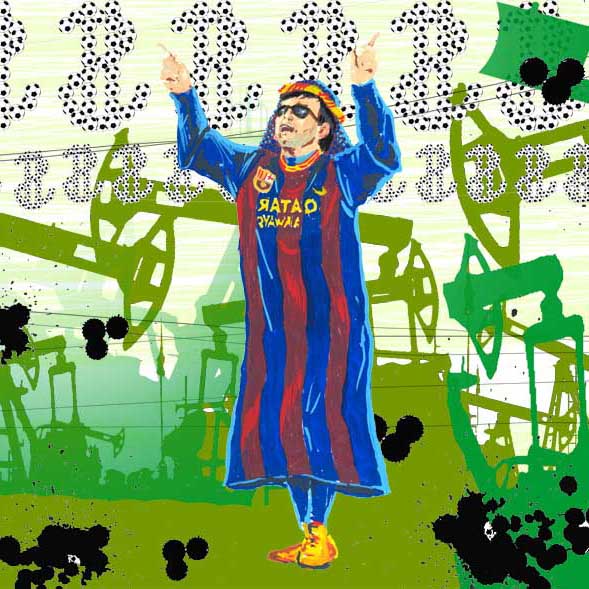 Lionel Messi 10 dibujo jeque arabe mundial futbol Qatar invertido_Outon