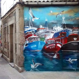 Mural Orzan Pescaderia Barcos finalizado