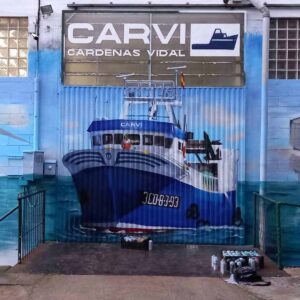 Carvi Coruña_graffiti mural barco_Outon