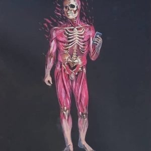 Dibujo de humano abrasado por el móvil