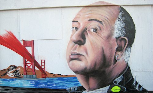 Graffiti art Alfred Hitchcock San Francisco Vertigo_Leytonstone London_Pablo Outon_in progress